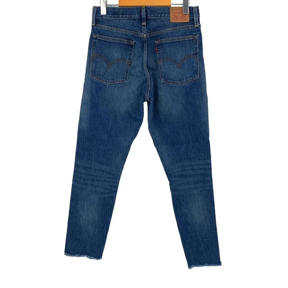 Levi's x White Oak Cone Denim Jeans Womens 29x27 Blue Raw Hem Skinny High Rise - Picture 2 of 12